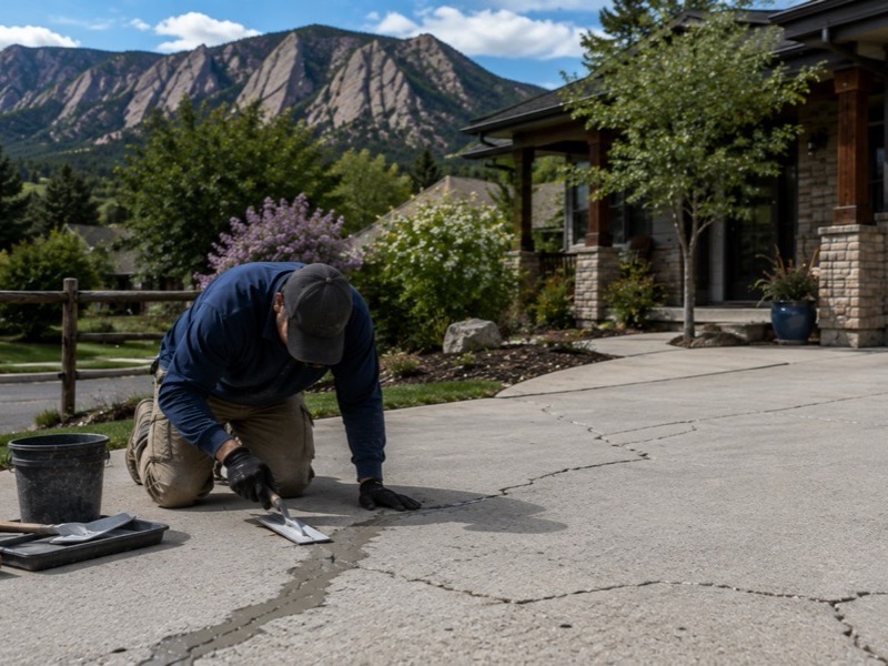 Concrete driveway repair in Boulder, CO